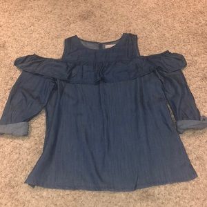 LOFT size L. Cold shoulder Chambray top